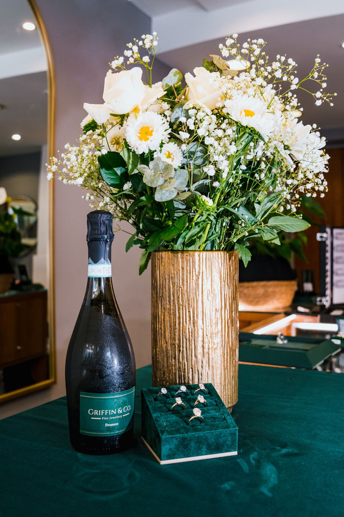 Griffin and Co display with flowers