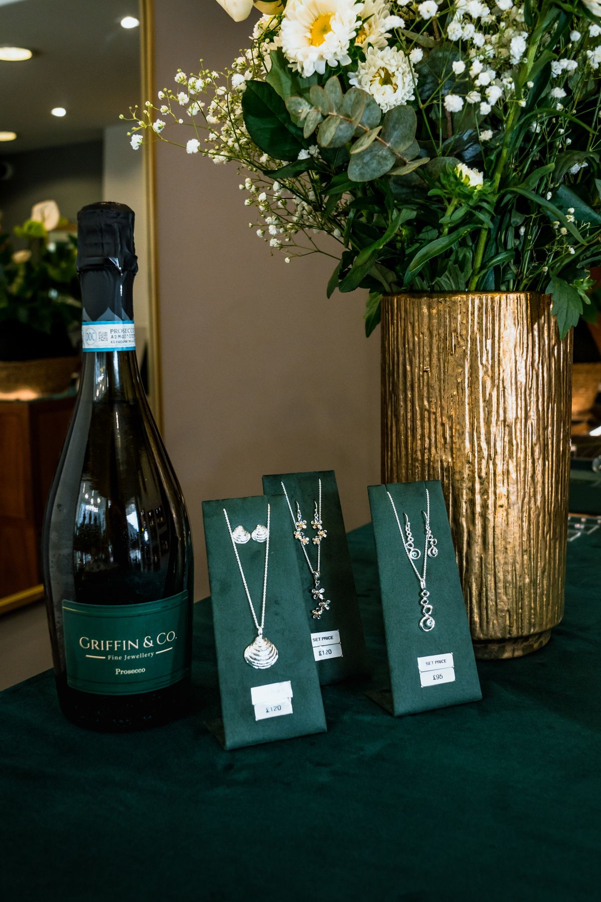Griffin and Co pendants on display